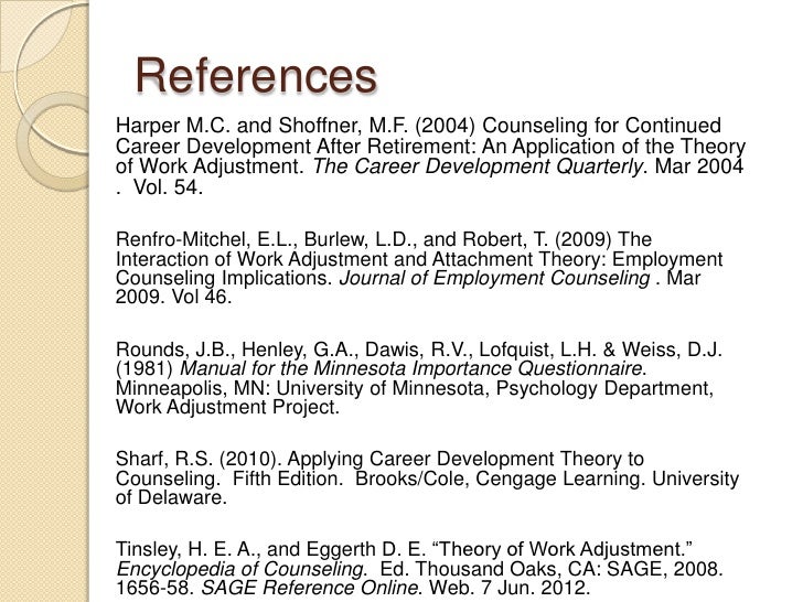 work adjustment theory Aims to evaluate the reliability and validity of the work and social adjustment scale (wsas) an examination of theory and applications. work adjustment theory Aims to evaluate the reliability and validity of the work and social adjustment scale (wsas) an examination of theory and applications.