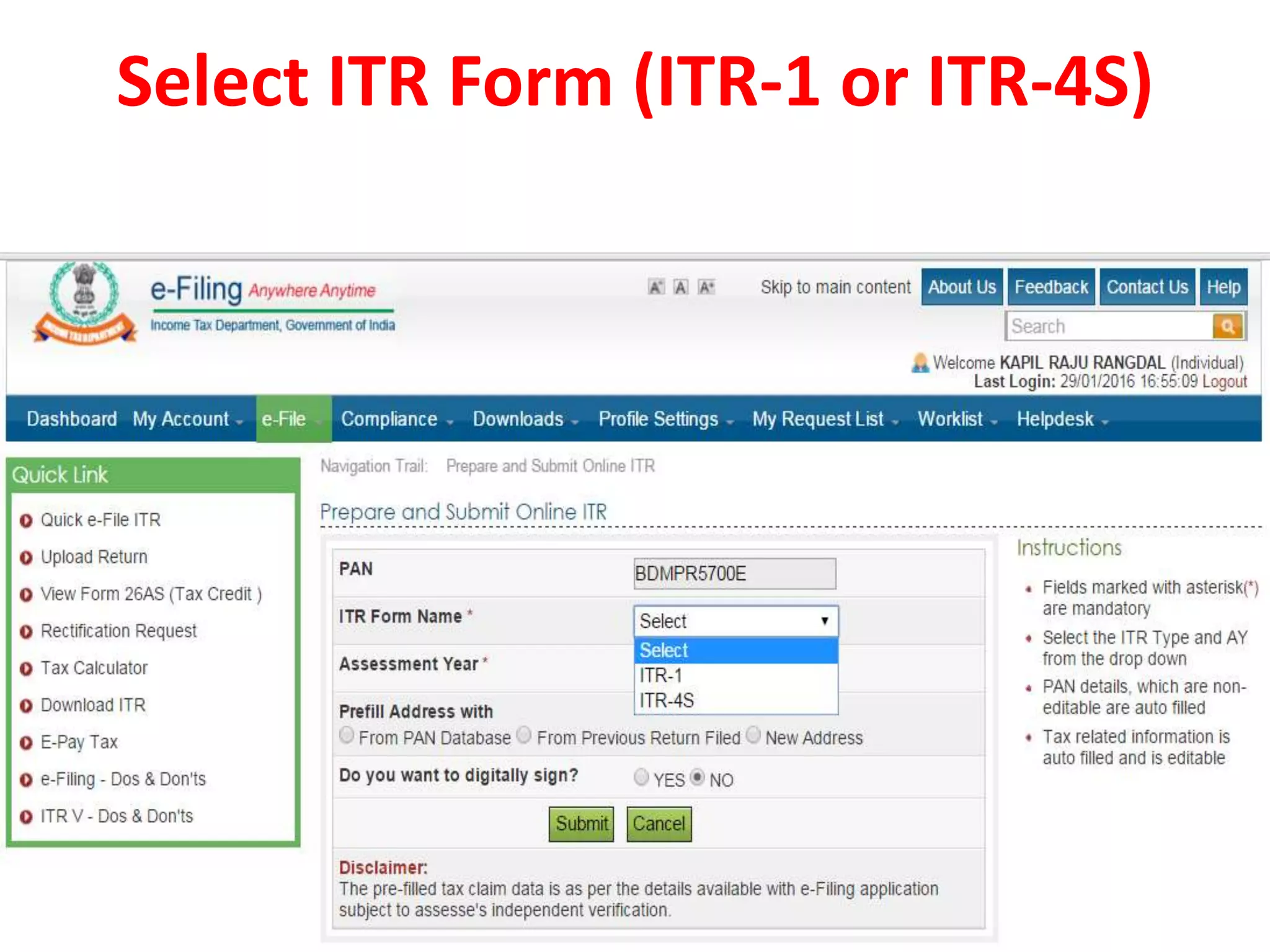 e filing of Income Tax Return | PPTX