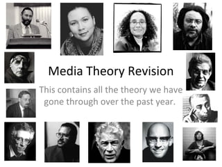 Media Theory Revision
This contains all the theory we have
gone through over the past year.
 