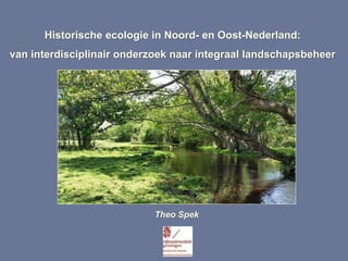 Historische ecologie in Noord- en Oost-Nederland:
van interdisciplinair onderzoek naar integraal landschapsbeheer
Theo Spek
 