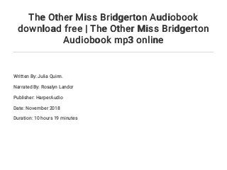 the other miss bridgerton free read