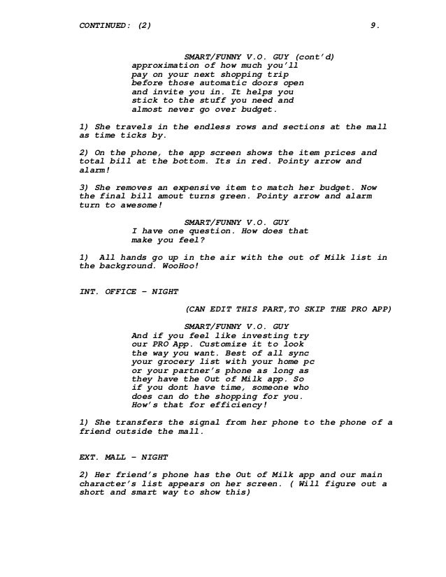 The Out Of Milk Ad Script