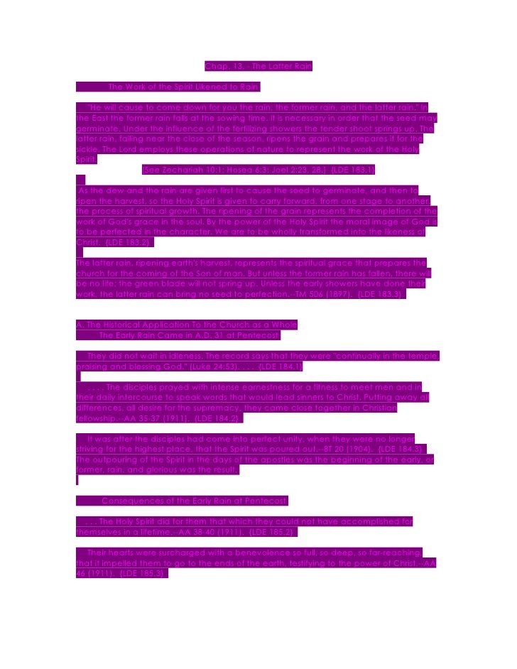 The Outpouring Of The Latter Rain