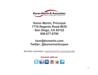 For Further Questions


        Karen Martin, Principal
       7770 Regents Road #635
         San Diego, CA 92122
       ...