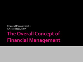 Financial Management 2 
K.V. Mendoza, MBA 
 