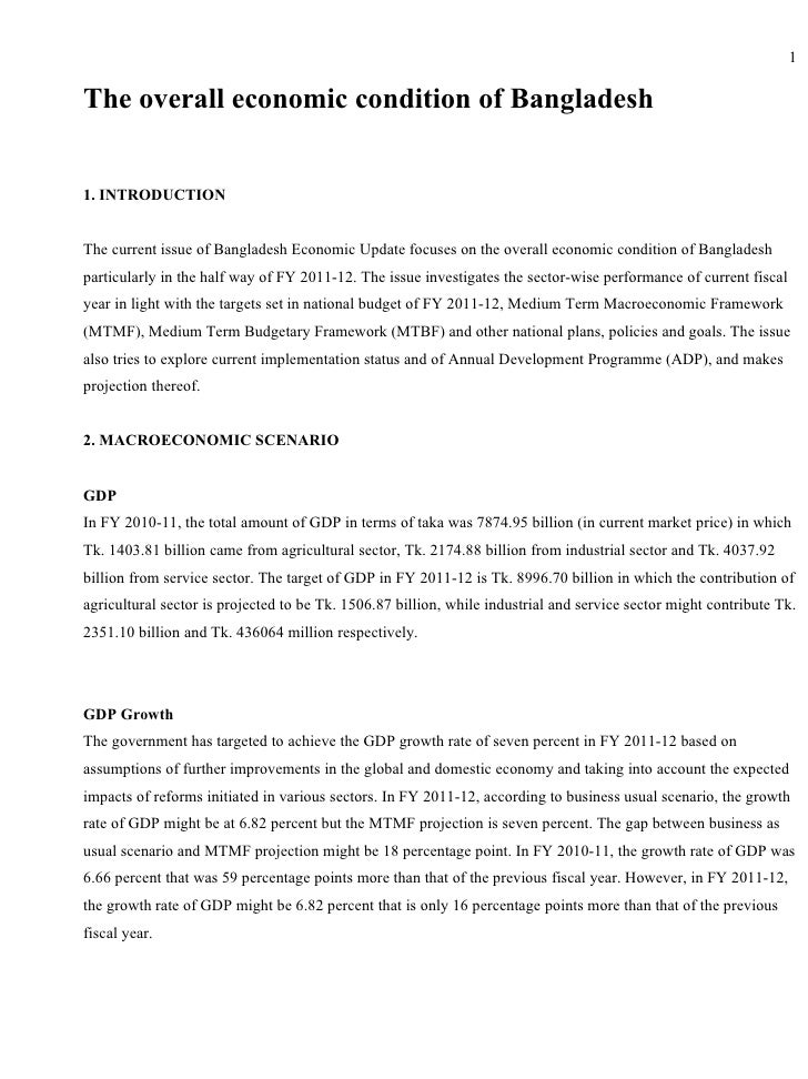 The overall economic condition of bangladesh