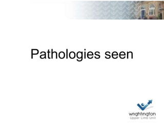 Pathologies seen
 
