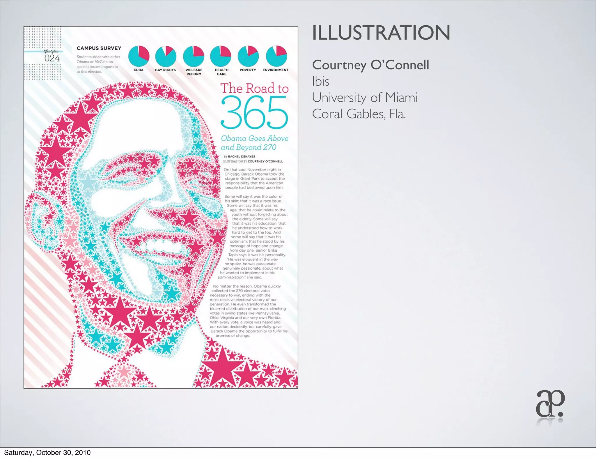 ILLUSTRATION
Courtney O’Connell
Ibis
University of Miami
Coral Gables, Fla.
Saturday, October 30, 2010
 