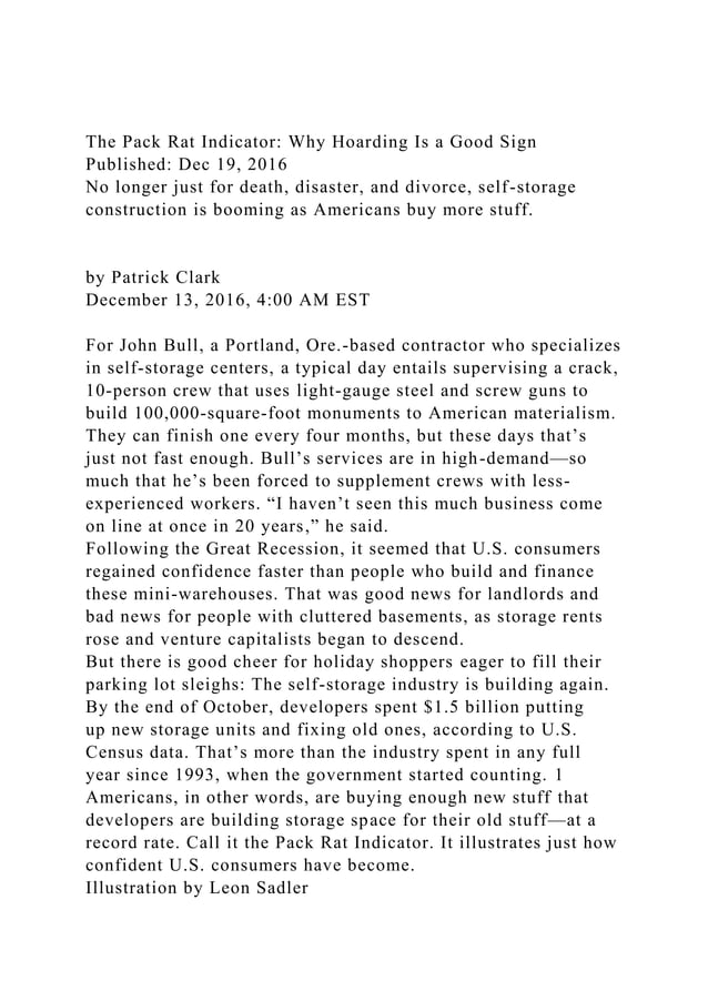 The Pack Rat Indicator Why Hoarding Is a Good SignPublished De.docx