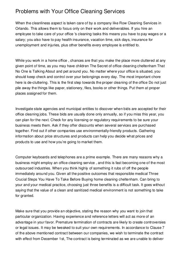 problems with your office cleaning services paper presentation sample