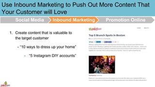 1. Create content that is valuable to
the target customer
- “10 ways to dress up your home”
- “5 Instagram DIY accounts”
U...