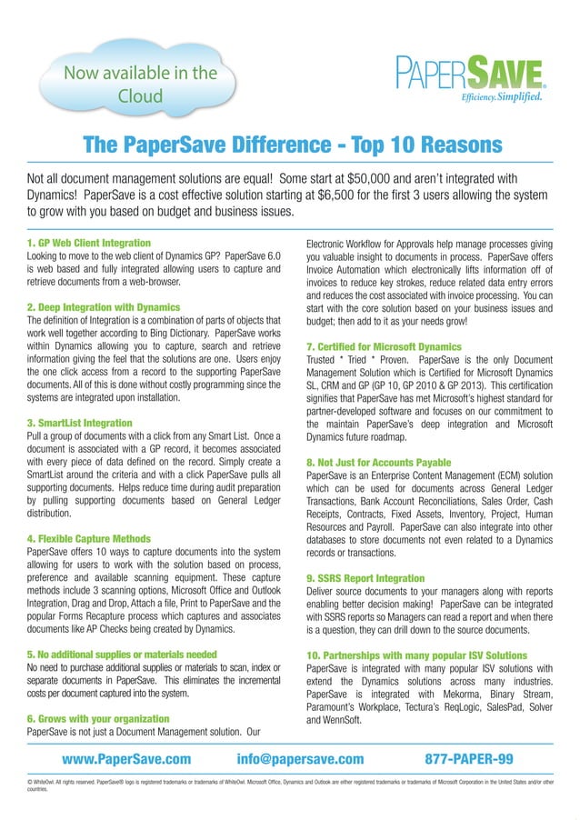 The PaperSave Difference Top 10 Reasons