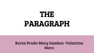 THE
PARAGRAPH
Karen Prada-Mary Gamboa -Valentina
Mora
 