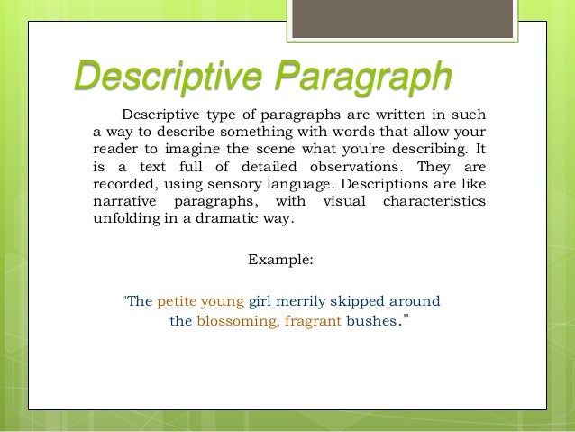 define descriptive paragraph