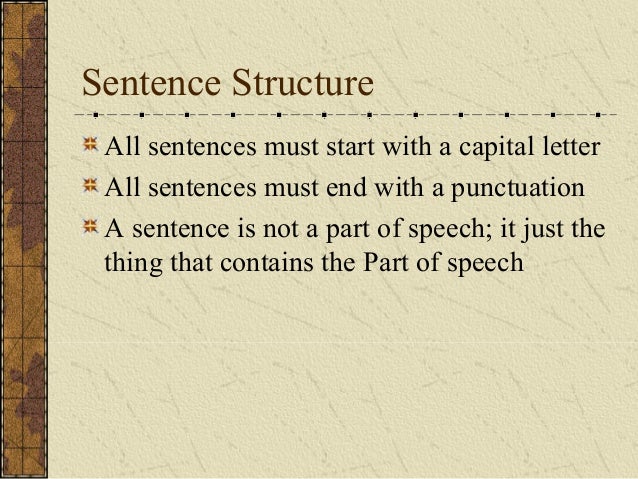 the parts of speech part of speech sentence