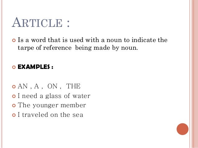 parts of speech what are articles parts of speech what are articles