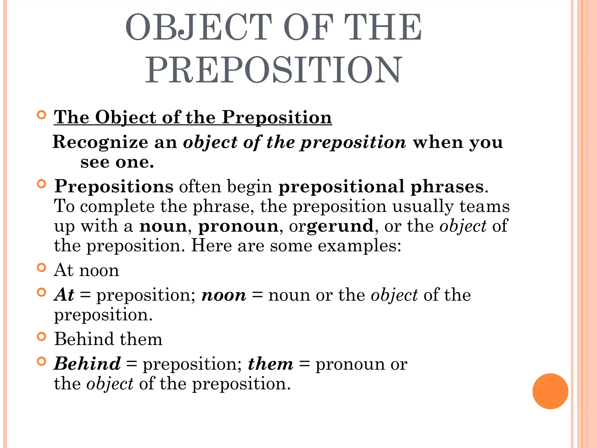 Prepositional Object Examples Part_of_Speech 101 easy peasy makes easy | PPT
