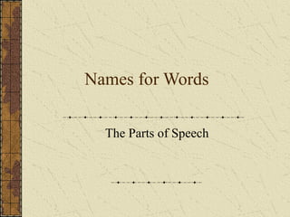 Names for Words

  The Parts of Speech
 