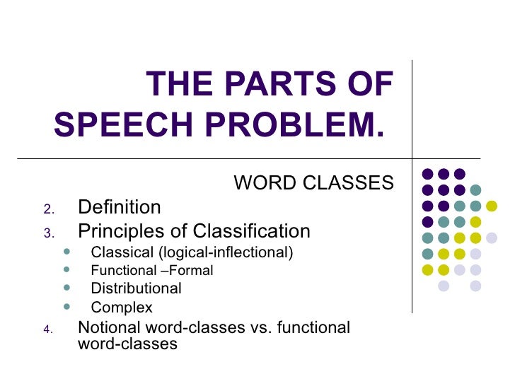 Word meaning problem. The problem of Parts of Speech.. Part-of-Speech characteristics. Notional and Structural Parts of Speech.. Classification of Parts of Speech by Barkhudarov.