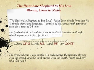 analysis of the poem the passionate shepherd to his love