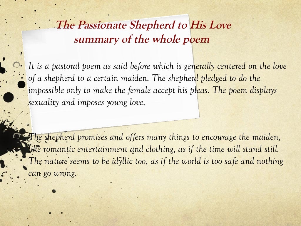 The passionate shepherd to his love