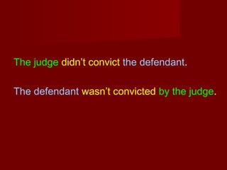 The judge didn’t convict the defendant.
The defendant wasn’t convicted by the judge.

 