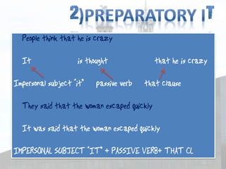 Reporting verbs

         Verbs of thinking or opinion

Say       believe         understand       know
 Consider       report     think            find


             THERE ARE 2 WAYS…
               Pasiva refleja: se cree, se dice…
 