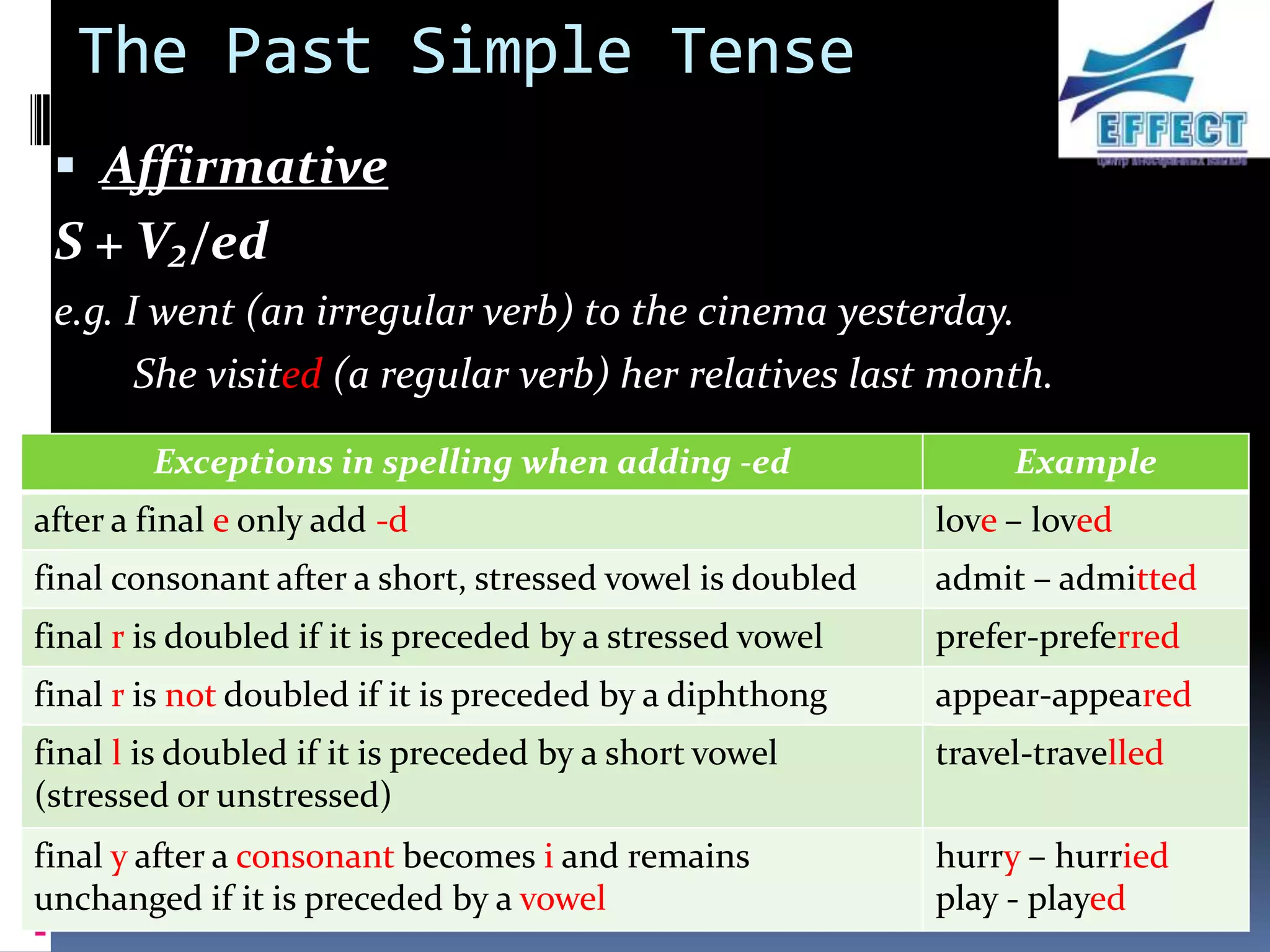 The past simple tense | PPTX
