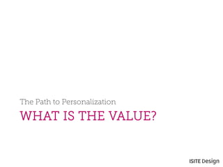 WHAT IS THE VALUE? 
The Path to Personalization  