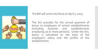 The payment of bonus (amendment) bill | PPT