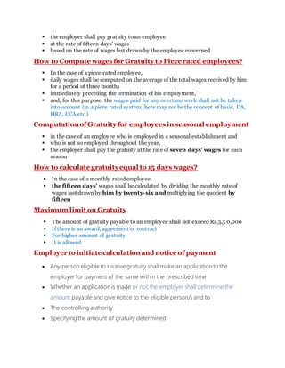 Gratuity Examples The payment of gratuity act | DOCX