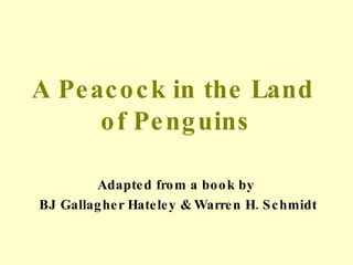 A Peacock in the Land  of Penguins Adapted from a book by  BJ Gallagher Hateley & Warren H. Schmidt 