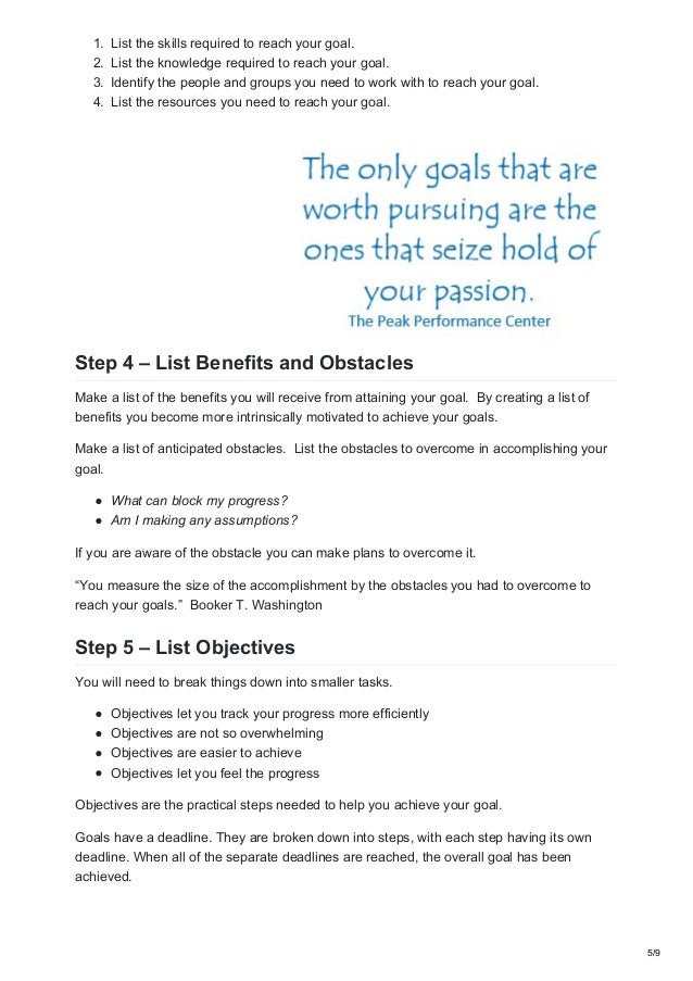 10 steps of goal setting