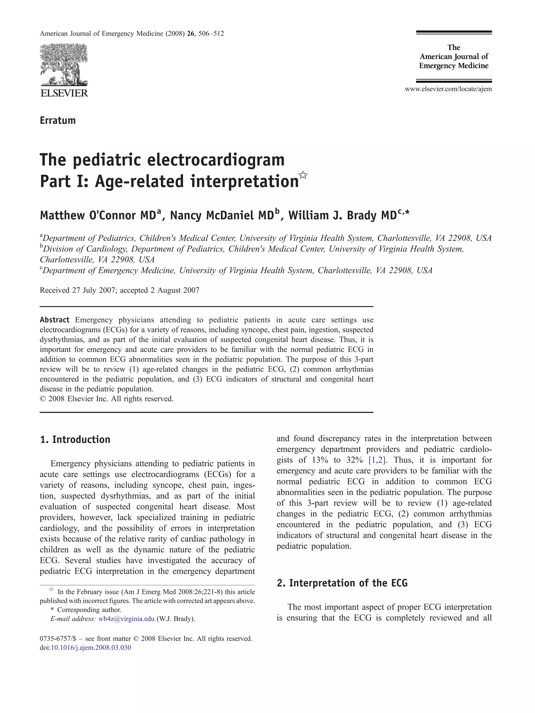 The pediatric electrocardiogram 1 | PDF