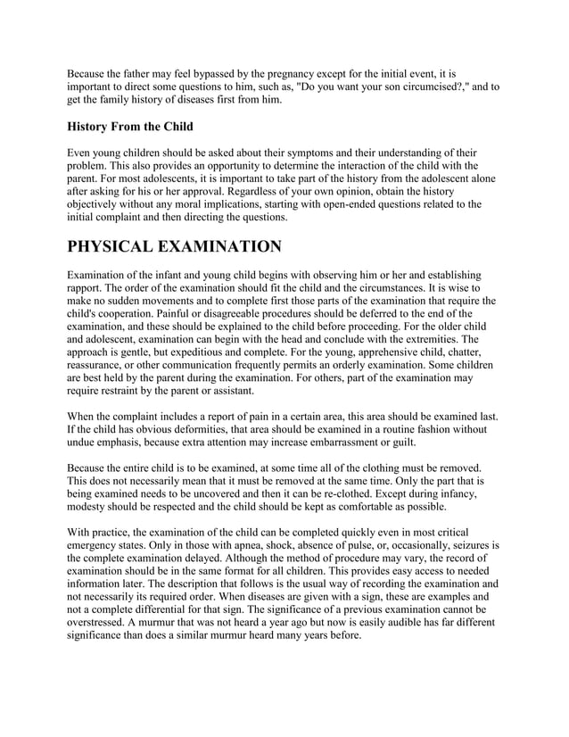 The pediatric history and physical examination