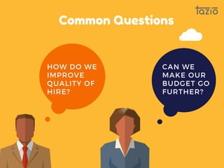 HOW DO WE
IMPROVE
QUALITY OF
HIRE?
CAN WE
MAKE OUR
BUDGET GO
FURTHER?
Common Questions
 