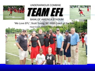 TEAM EFL  UNDERARMOUR COMBINE  BANK OF AMERICA STADIUM “ We Love EFL”,  Scott Young, NC 2008 Coach of the Year  Head Coach 2008 NC State Champions 