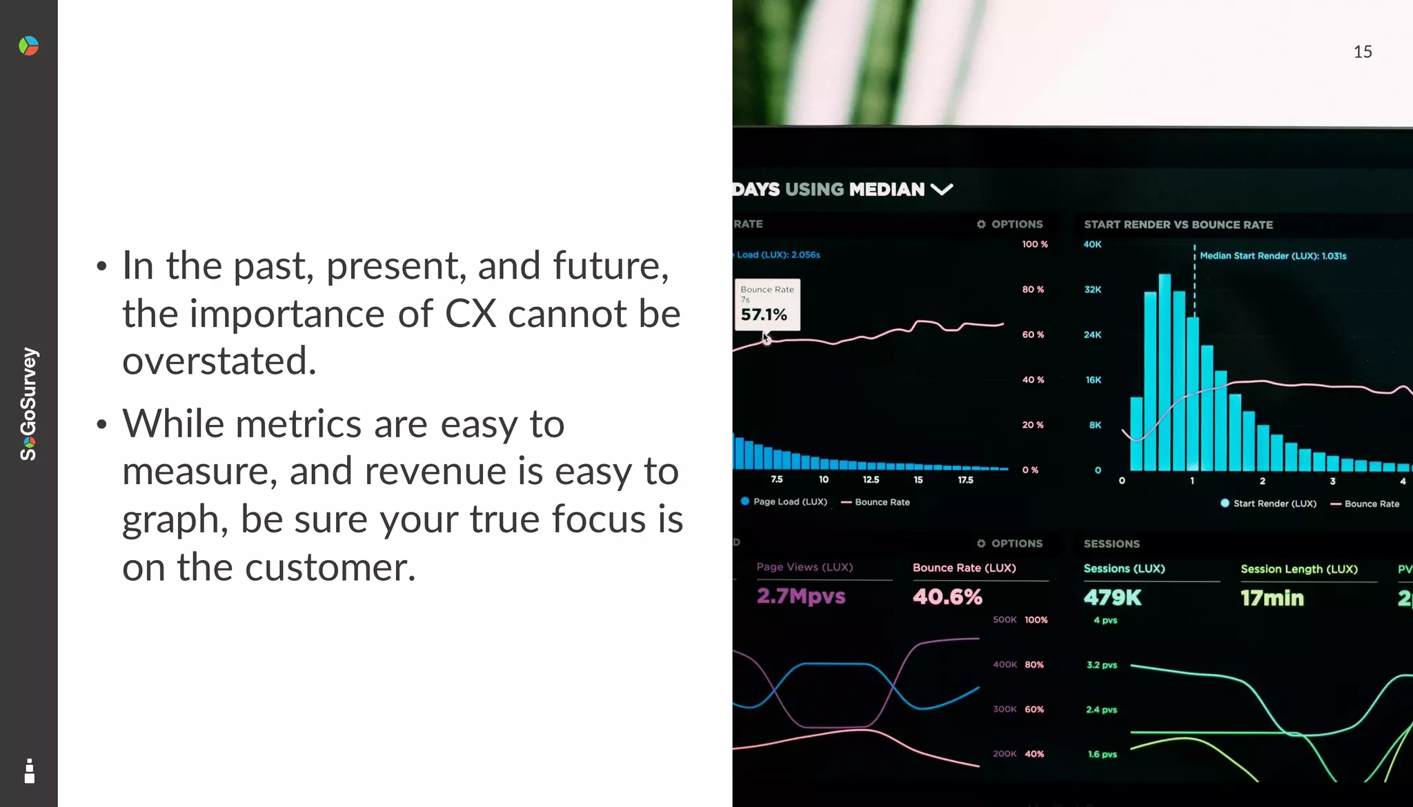 15
• In the past, present, and future,
the importance of CX cannot be
overstated.
• While metrics are easy to
measure, and revenue is easy to
graph, be sure your true focus is
on the customer.
 