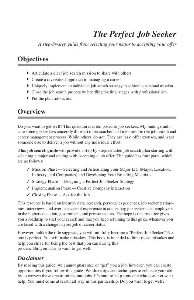 the perfect job seeker objective to put in resume