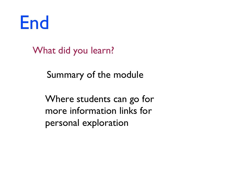 The Perfect Distance Learning Module