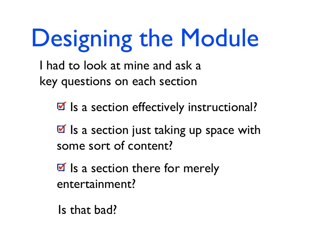 The Perfect Distance Learning Module