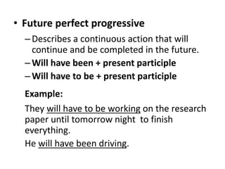 Future Progressive Example Have Been The perfect progressive aspects of verb | PPTX