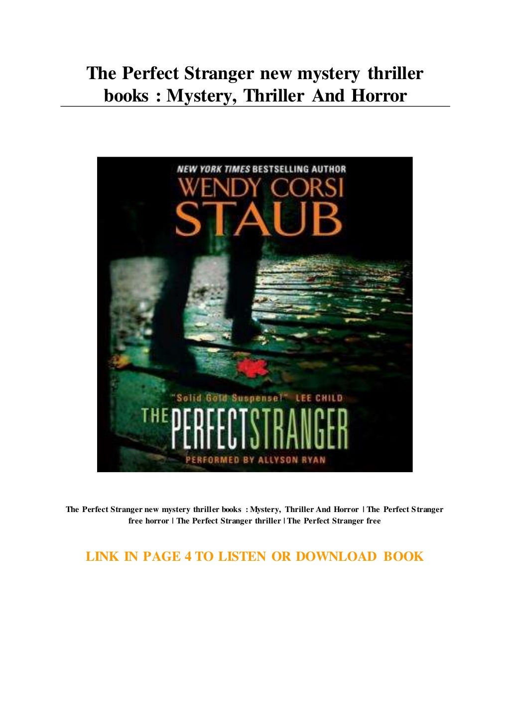 The Perfect Stranger new mystery thriller books Mystery