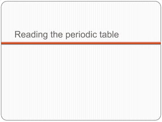 Reading the periodic table
