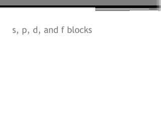 s, p, d, and f blocks
 