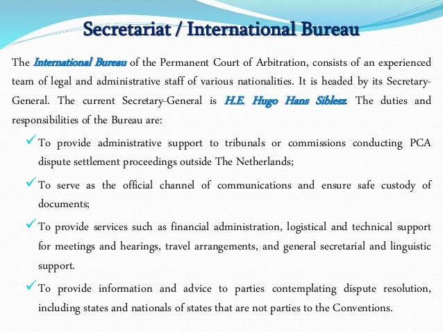 The Permanent Court Of Arbitration Pca