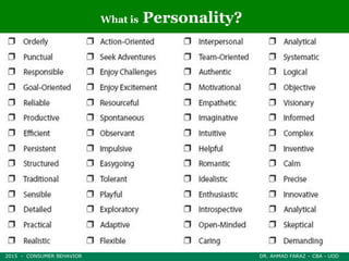 2015 - CONSUMER BEHAVIOR DR. AHMAD FARAZ – CBA - UOD
What is Personality?
 