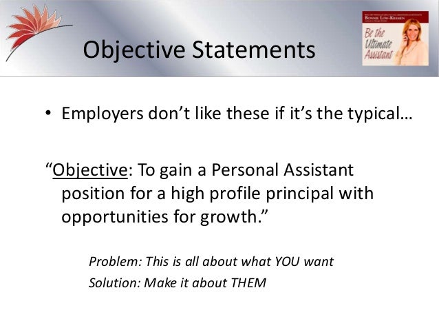 personal assistant resume objective