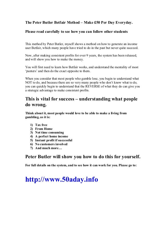 The peter butler betfair method and how it works