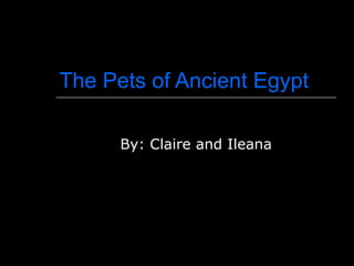 The Pets of Ancient Egypt By: Claire and Ileana 